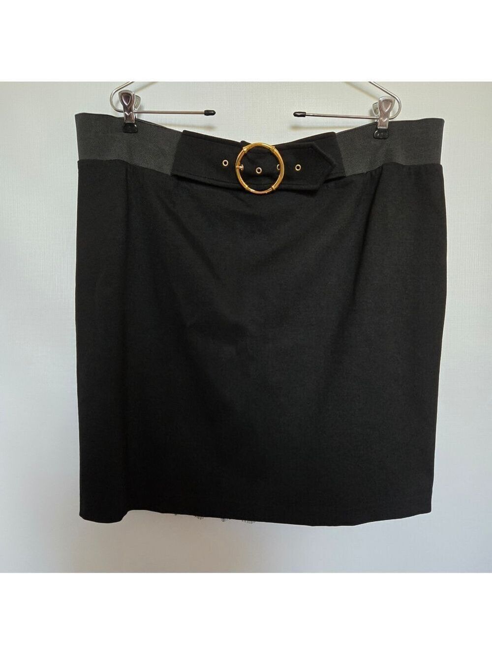COLLEEN LOPEZ MY FAVORITE THINGS SKIRT KNEE LENGTH BLACK WITH GOLD BUCKLE SZ 1X